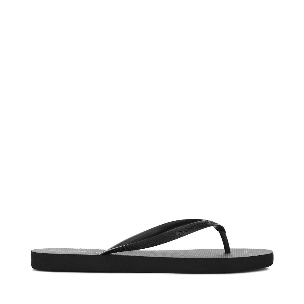 Superga 4121 Black Flip Flops - Women's Shoes USA | US6131298